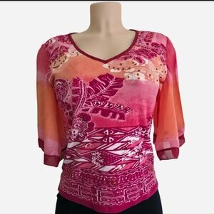 Y2K BILA Womens V-neck Top Size Petite M
